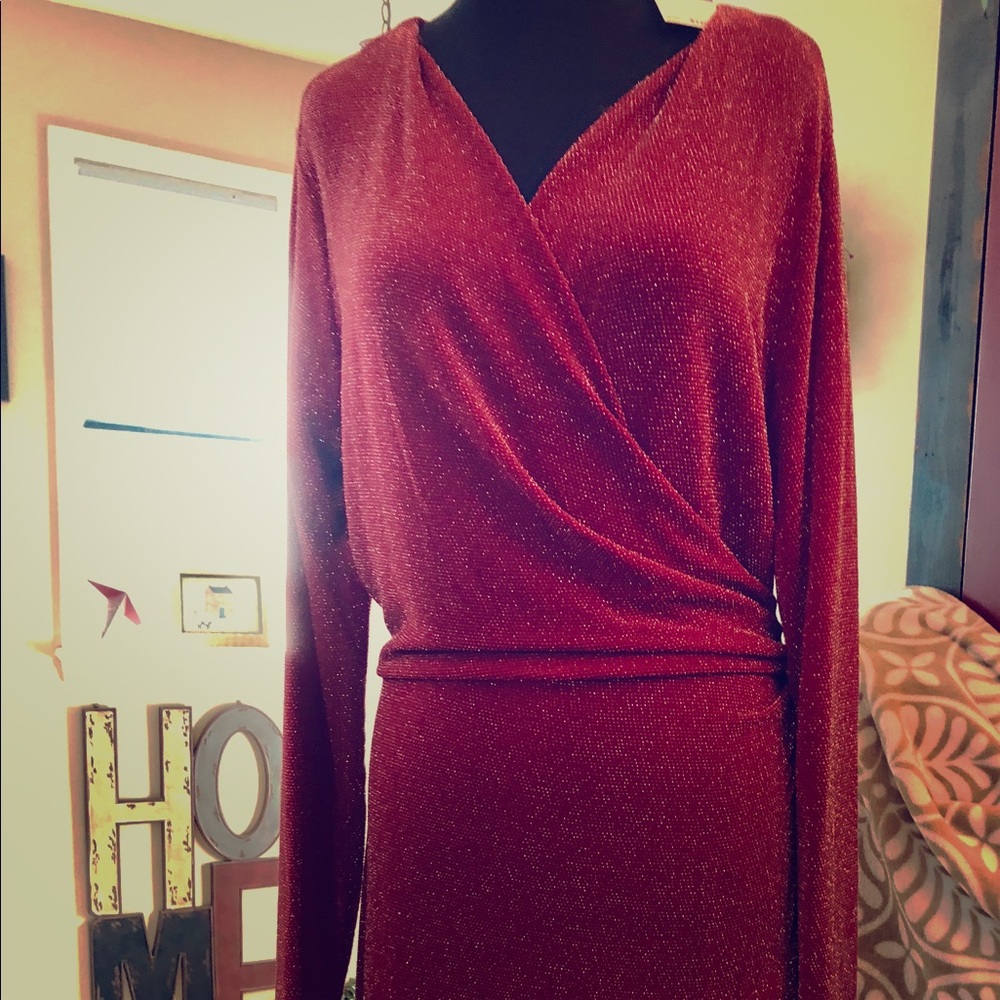 NWT Michael Michael Kors Red Metallic Dress